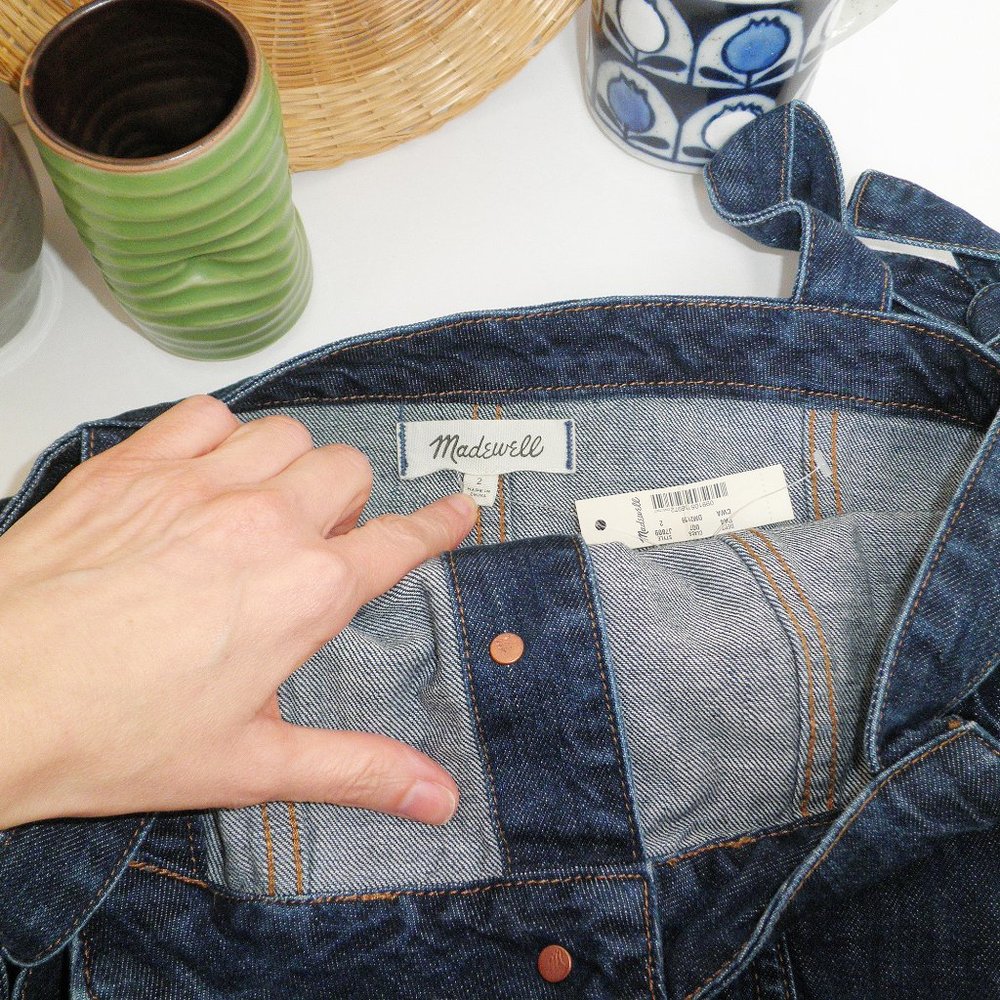 NWT Madewell Cottagecore Tie Strap Denim Button Front Mini Dress 2 - Picture 7 of 7